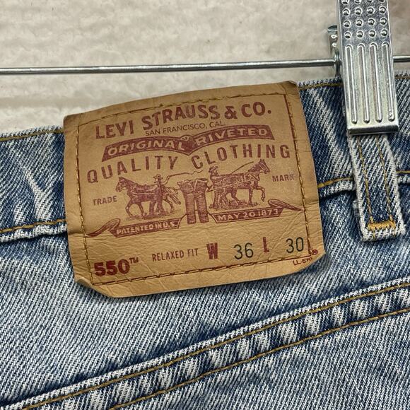 Vintage Levis 550 Jeans Mens 36x30 Blue Relaxed Fit Straight Leg Red Tab 90s - Picture 3 of 15